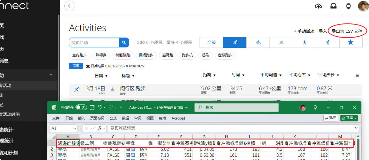 下载的CSV打开后乱码