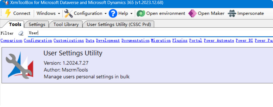 Open User Settings Utility
