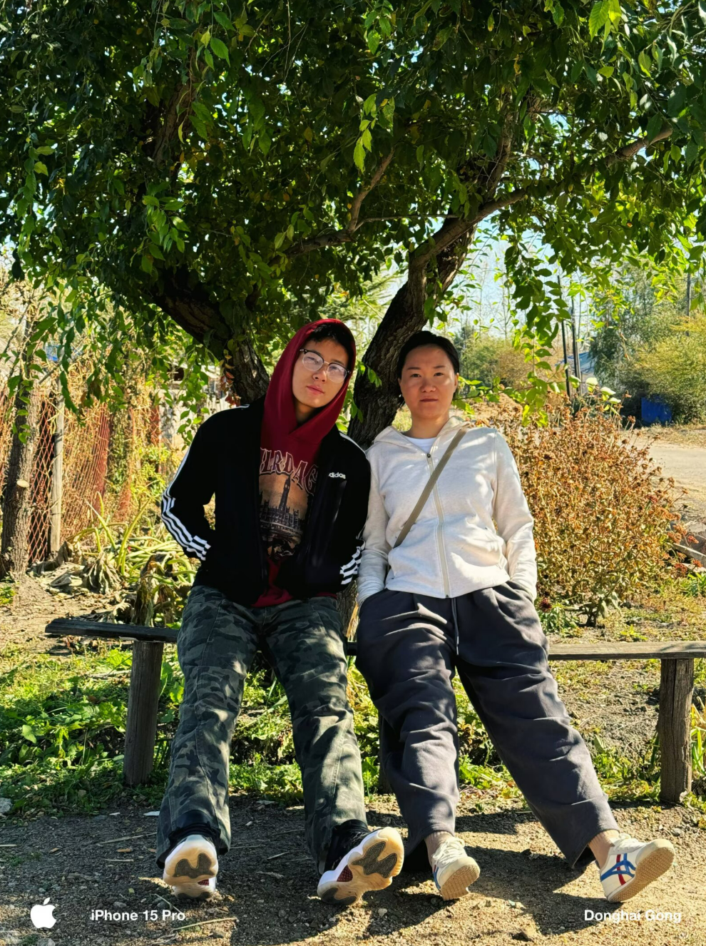 领导和老弟在树下拍了张合影