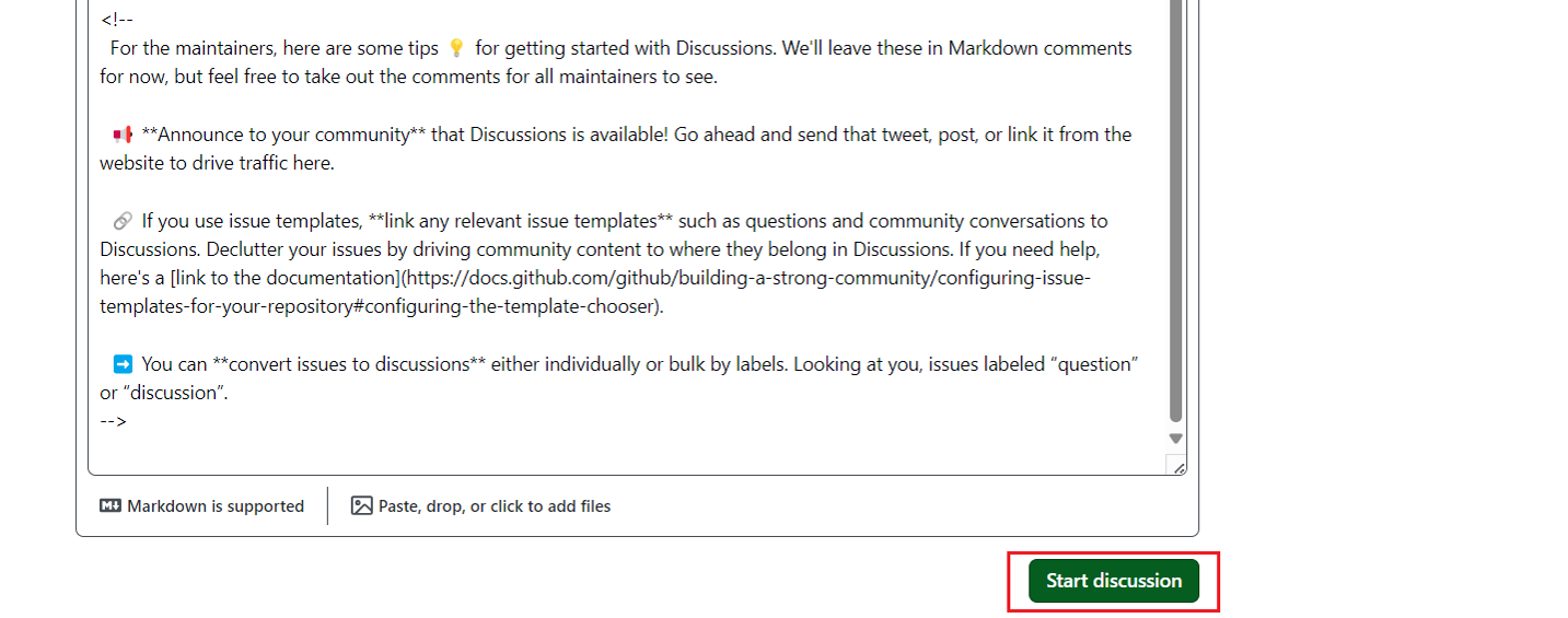 click start discussions btn