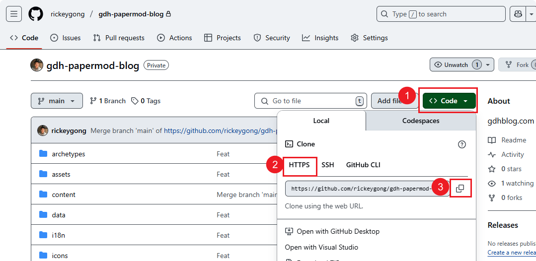 get github rep url
